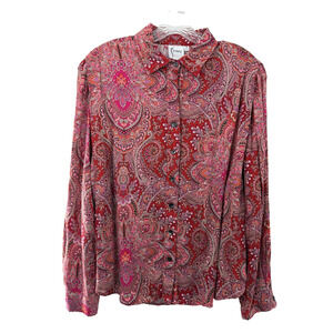 Finley Women's Collared Button Up Paisley Blouse Size Medium